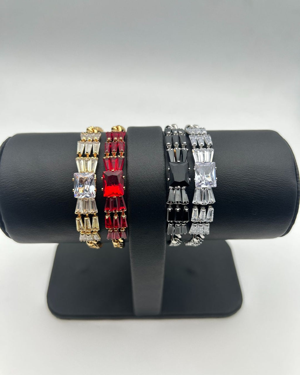 One Carat Crystal Chain Bracelet with Baguette Cut Accents