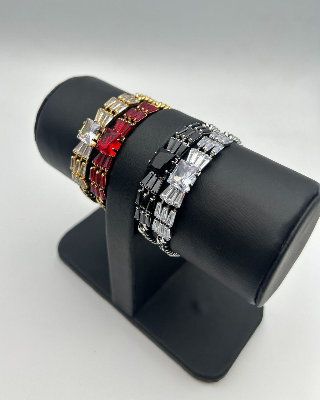 One Carat Crystal Chain Bracelet with Baguette Cut Accents