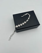 Silver Heart Link One Carat Pave Disc Bracelet