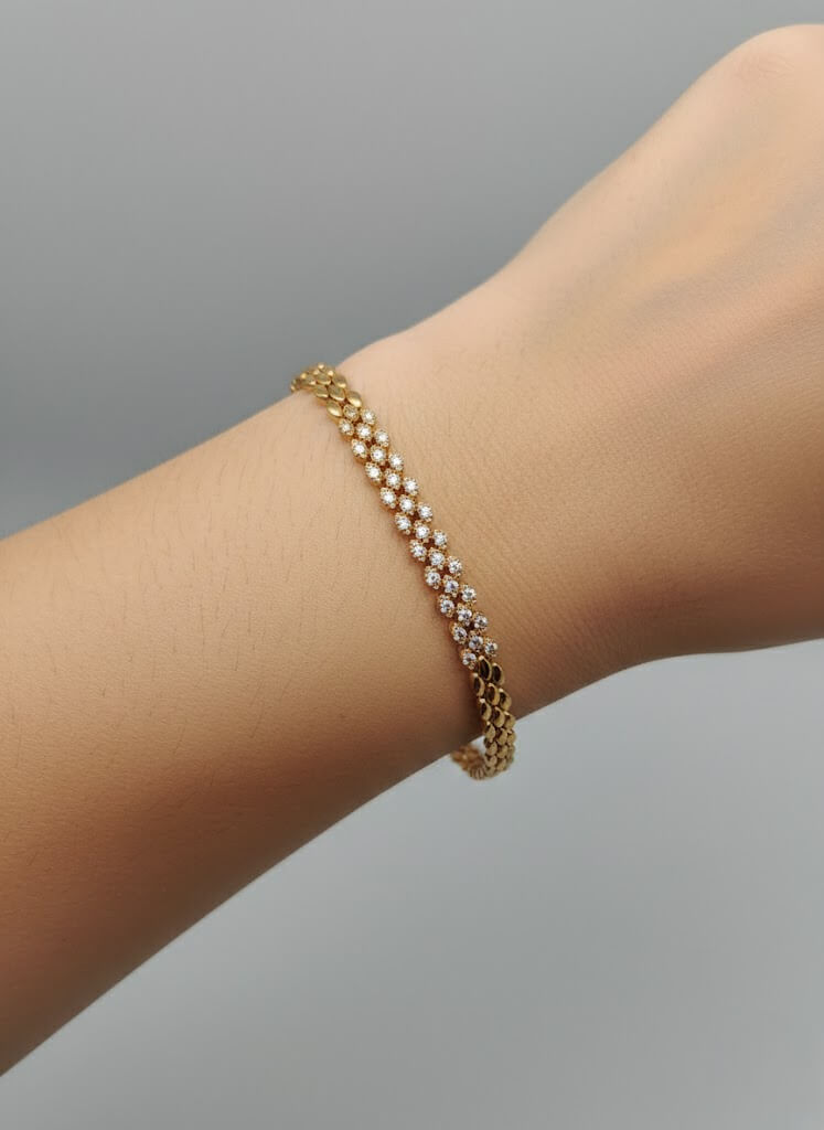 Gold One-Carat Sparkle Chain Bracelet