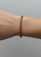 1 Carat Oval Halo Link Bracelet for Girls – Gold Mint & Gold Black