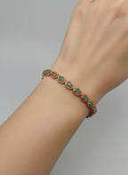 1 Carat Oval Halo Link Bracelet for Girls – Gold Mint & Gold Black