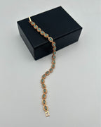 1 Carat Oval Halo Link Bracelet for Girls – Gold Mint & Gold Black