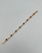 Gold Marquise Crystal Link Bracelet for Girls - White or Blue