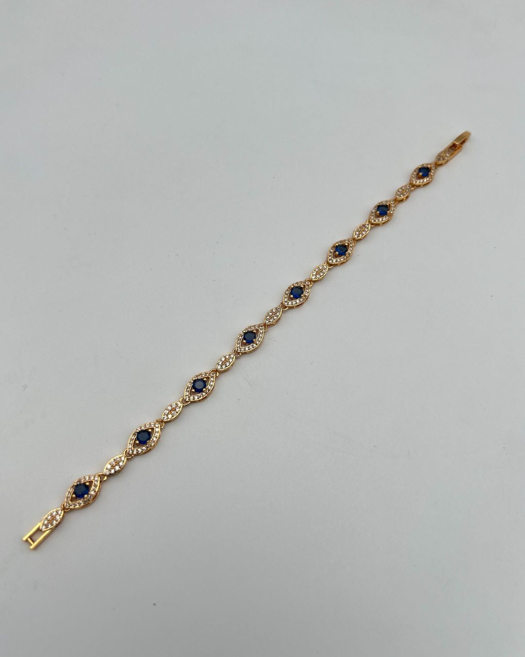 Gold Marquise Crystal Link Bracelet for Girls - White or Blue