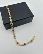 Gold Marquise Crystal Link Bracelet for Girls - White or Blue