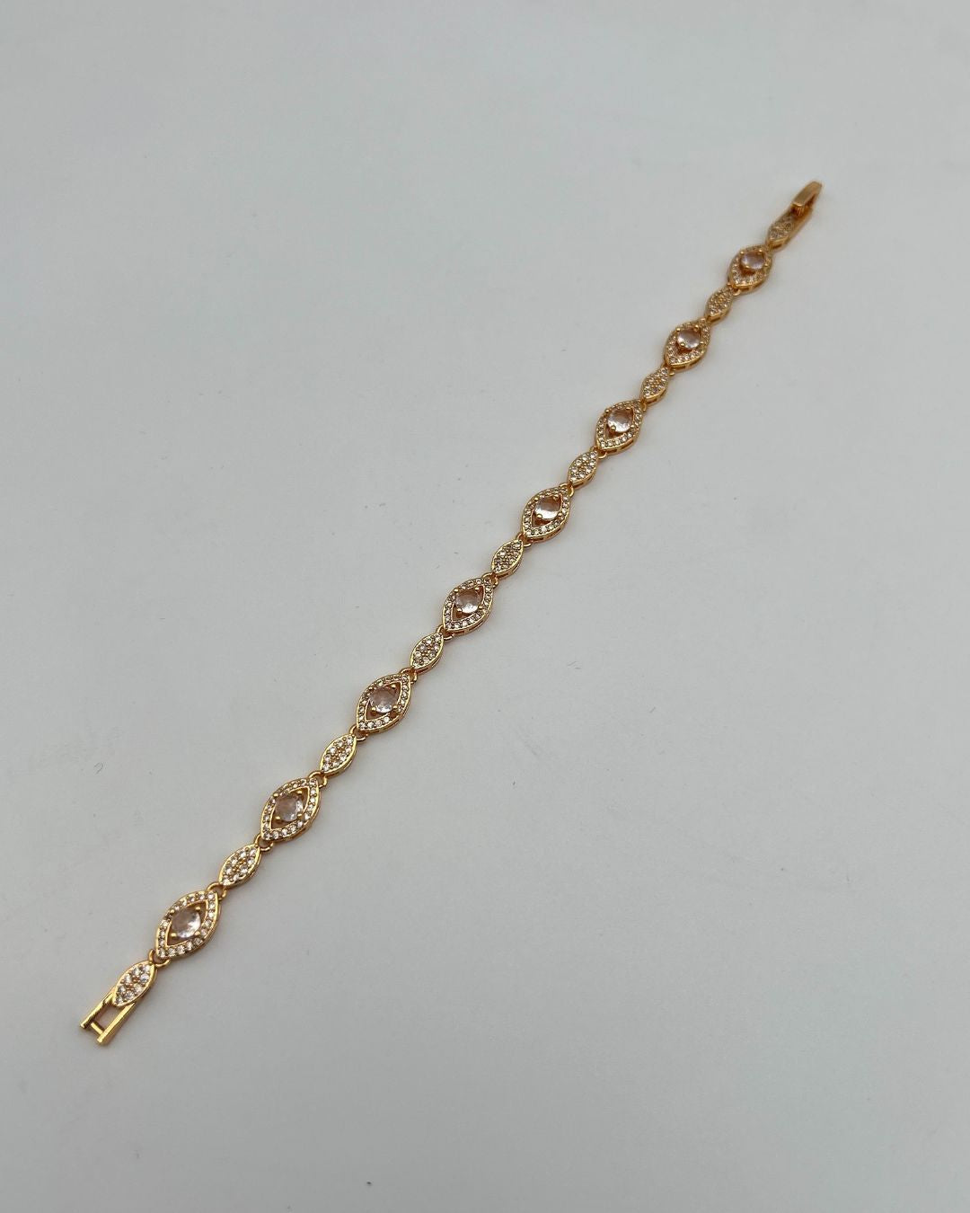 Gold Marquise Crystal Link Bracelet for Girls - White or Blue