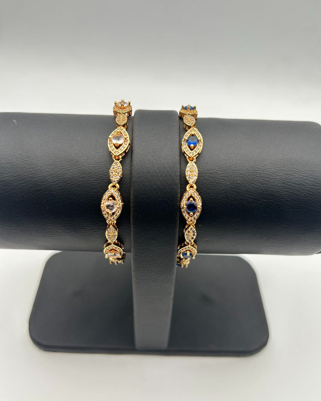 Gold Marquise Crystal Link Bracelet for Girls - White or Blue