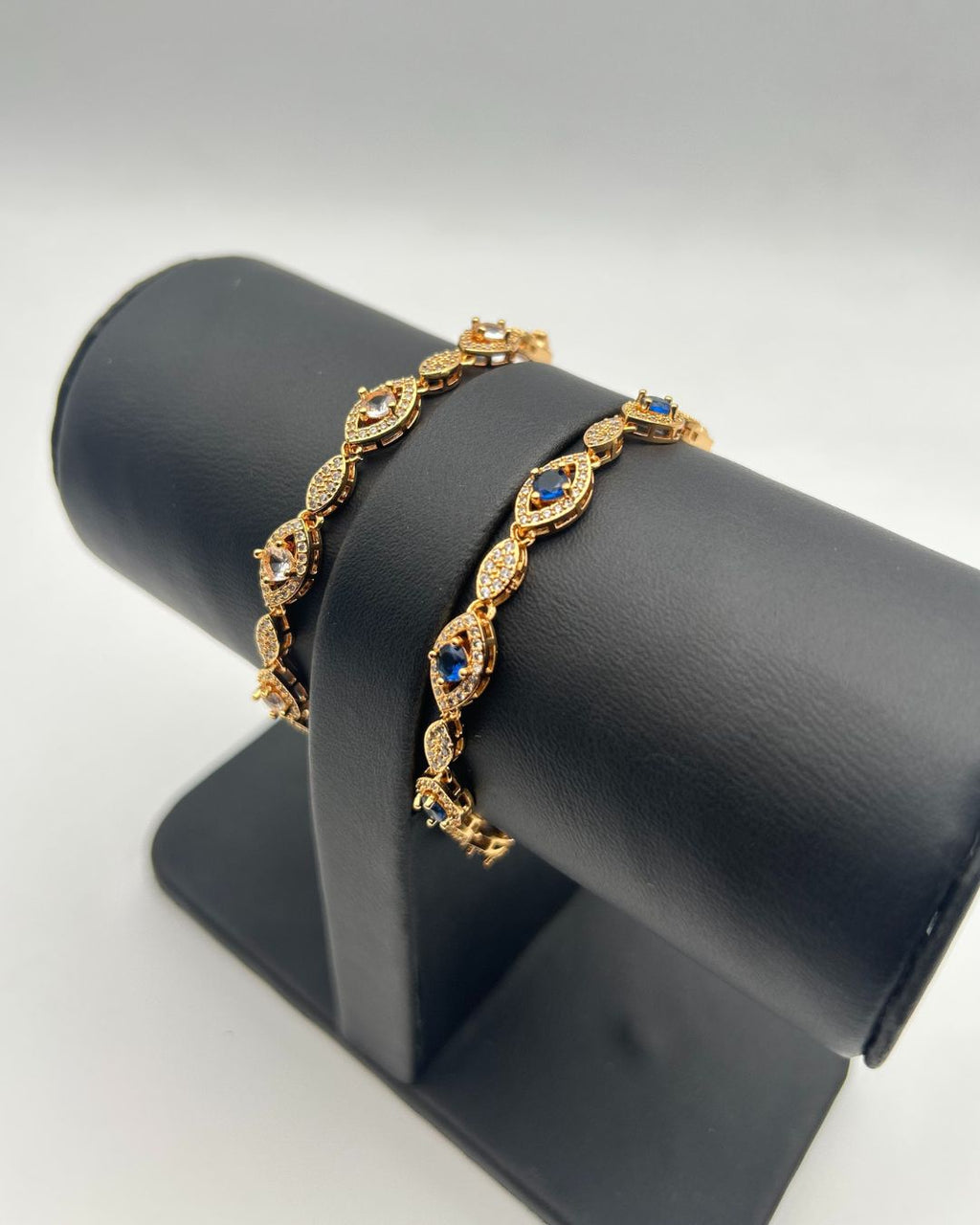 Gold Marquise Crystal Link Bracelet for Girls - White or Blue