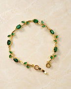 Gold Tone Tulip Crystal Bracelet with Floral Vine Design