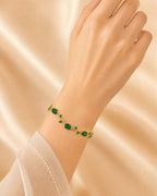 Gold Tone Tulip Crystal Bracelet with Floral Vine Design