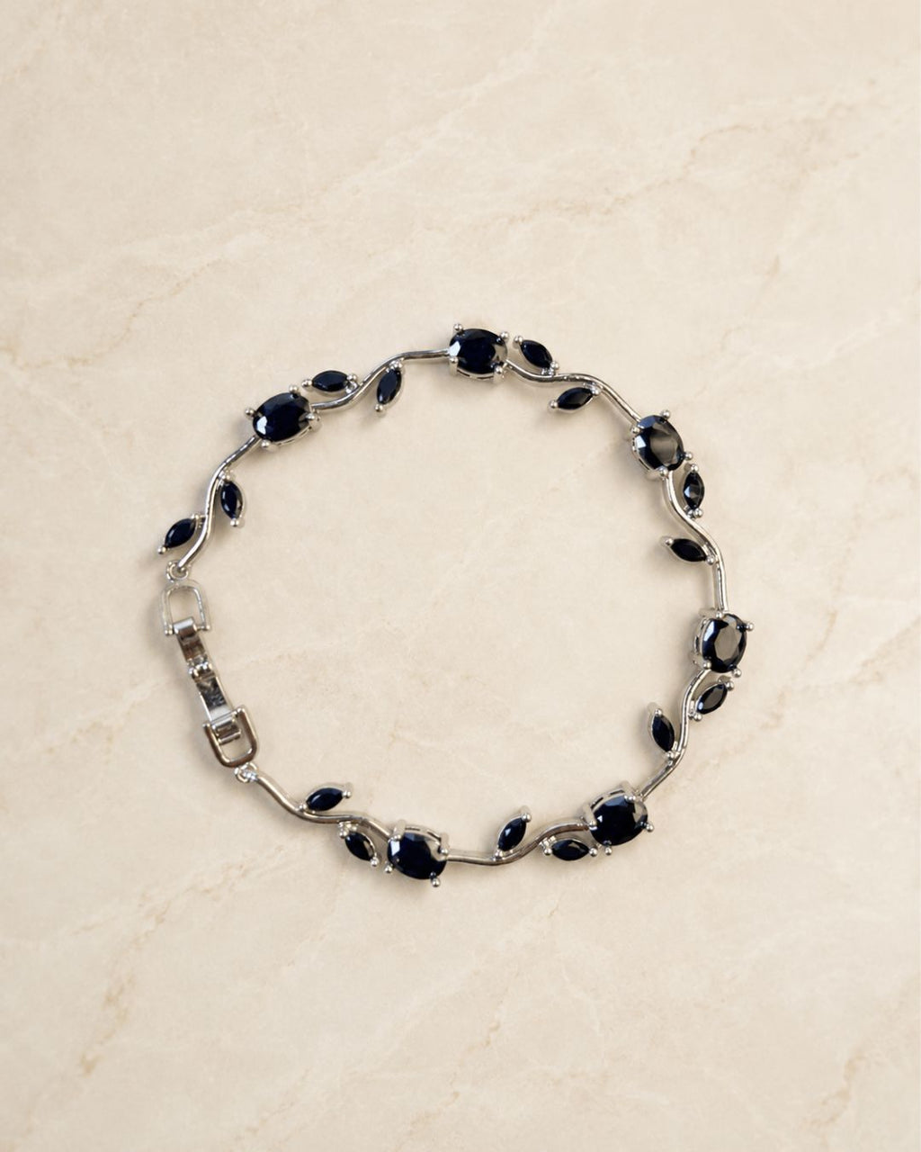 Silver Tulip Crystal Bracelet with Floral Vine Design