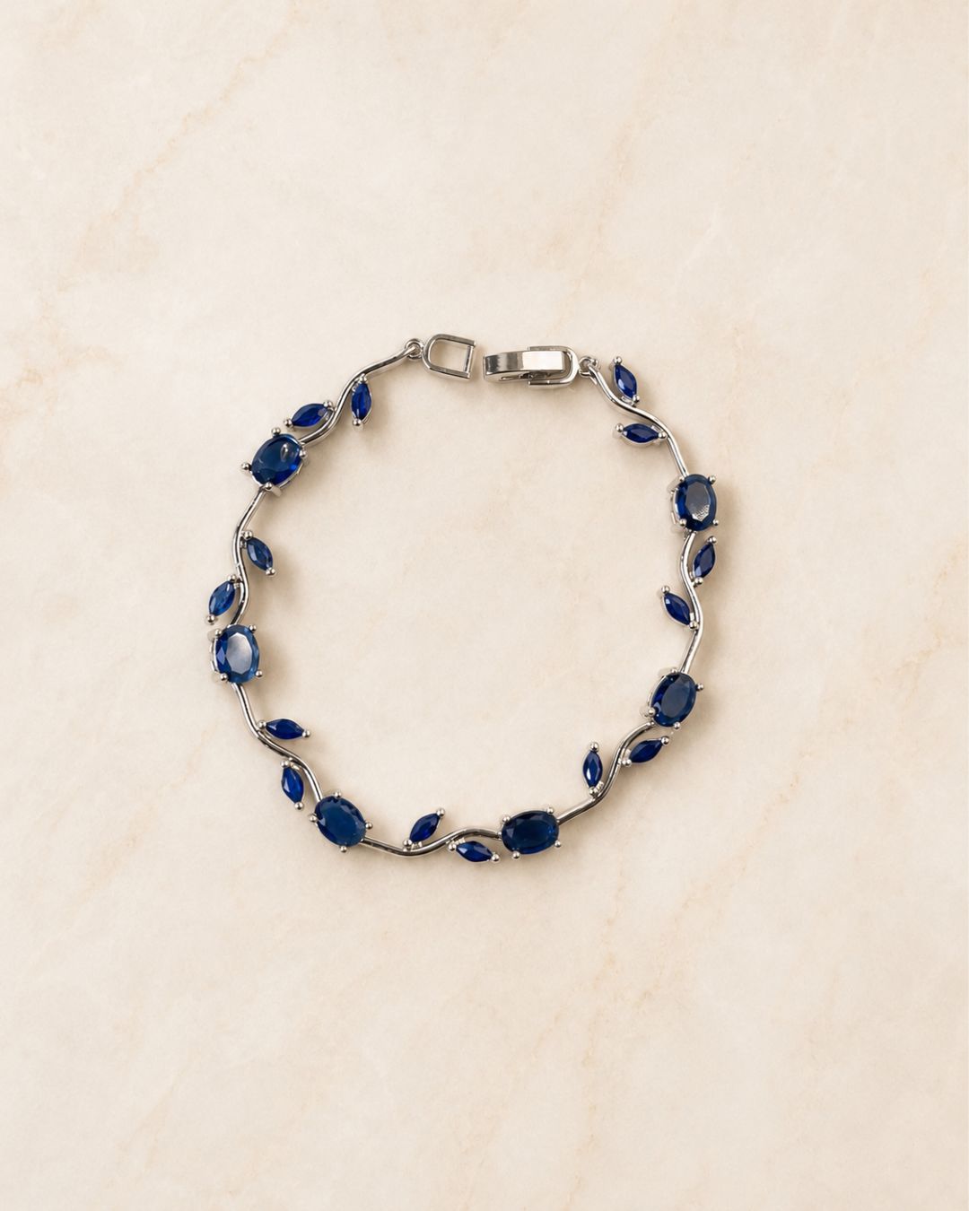 Silver Tulip Crystal Bracelet with Floral Vine Design