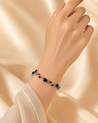 Silver Tulip Crystal Bracelet with Floral Vine Design