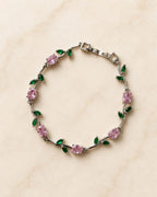 Silver Tulip Crystal Bracelet with Floral Vine Design
