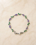Silver Tulip Crystal Bracelet with Floral Vine Design