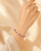 Silver Tulip Crystal Bracelet with Floral Vine Design