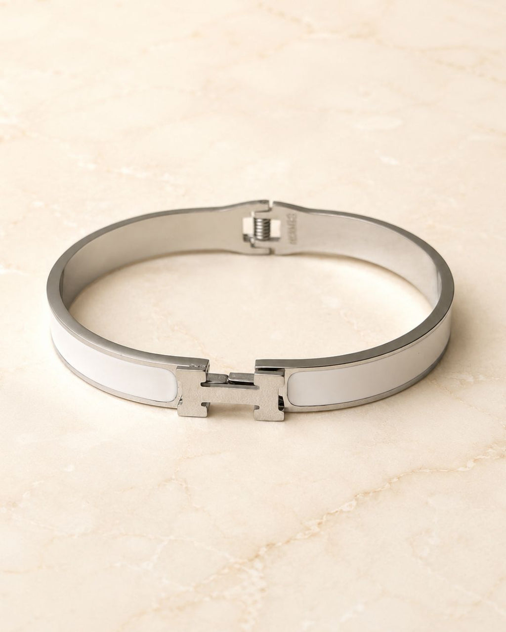 Silver White H-Style Cuff Bracelet for Women