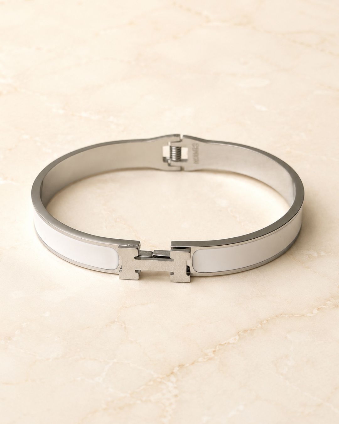 Silver White H-Style Cuff Bracelet for Women