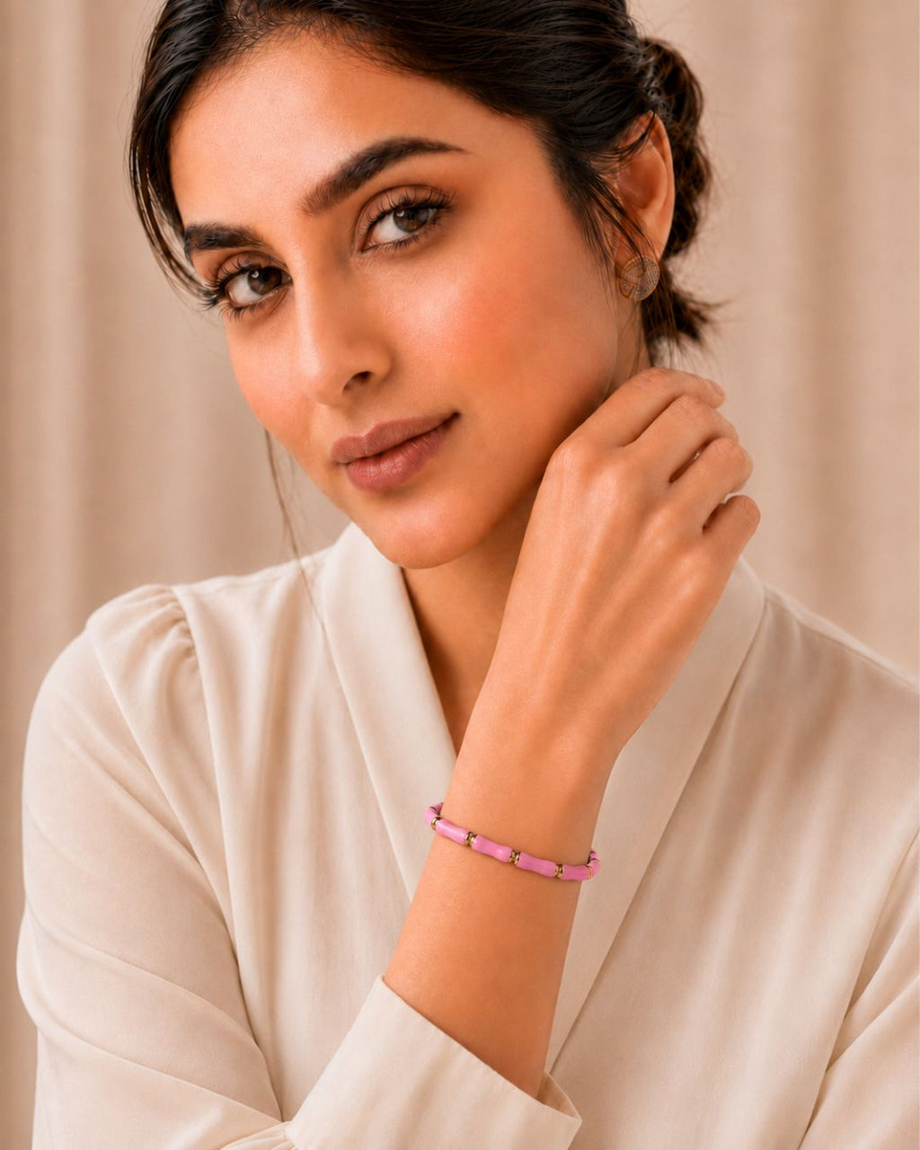 Bamboo Style Enamel Cuff Bracelet for Women