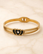 Heart Design Gold Tone Cuff Bracelet for Women
