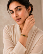 Gold Stainless Steel Roman Dial Cuff Bracelet