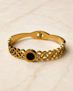 Gold Stainless Steel Roman Dial Cuff Bracelet