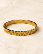 Stainless Steel Gold Geometric Cutwork Cuff Bracelet
