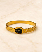 Stainless Steel Gold Black Dial Style Cuff Bracelet