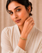 Stainless Steel Gold Crystal Greek Cuff Bracelet