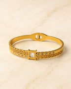 Stainless Steel Gold Crystal Greek Cuff Bracelet