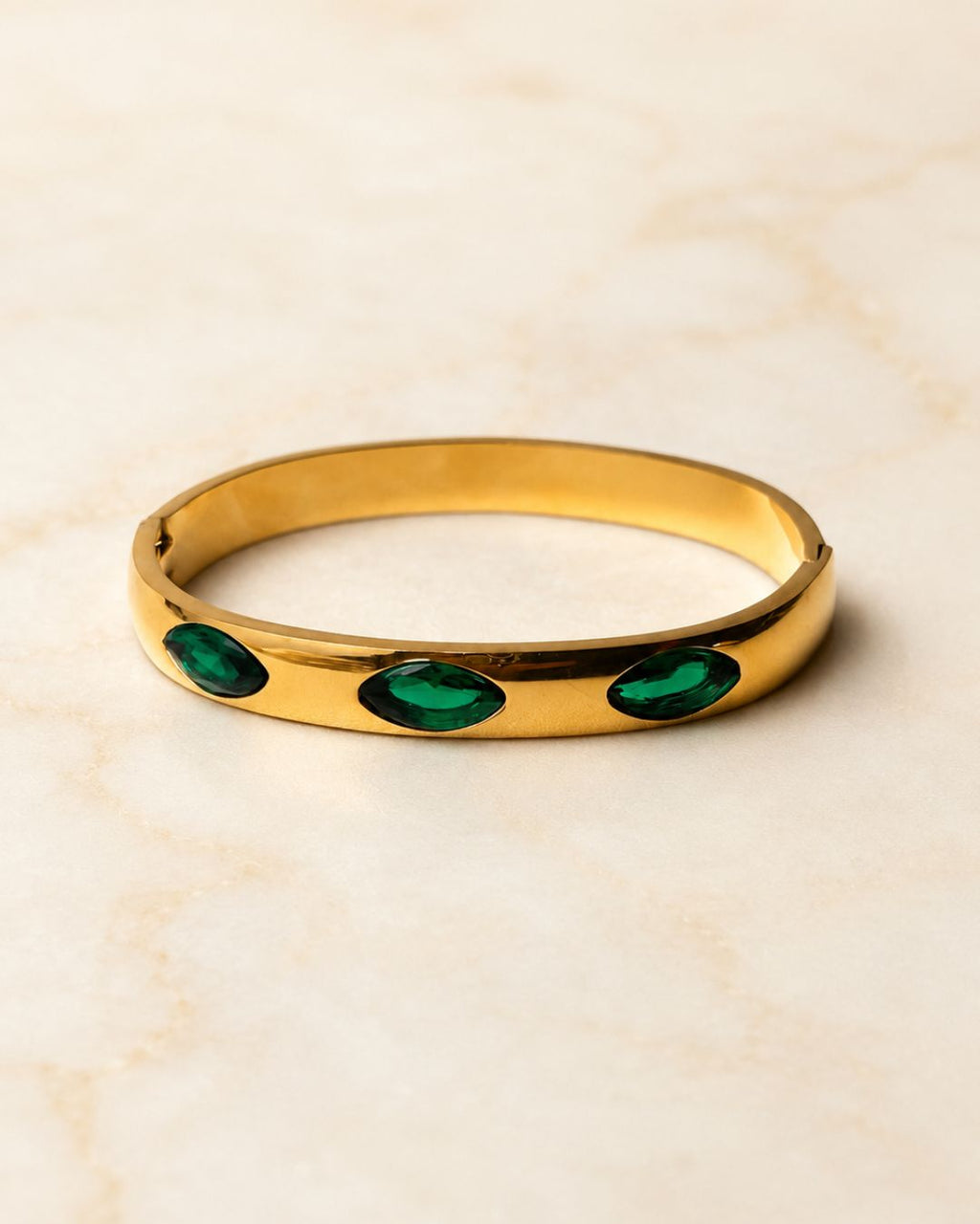 Stainless Steel Gold Oval Stone Cuff Bracelet