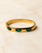 Stainless Steel Gold Oval Stone Cuff Bracelet
