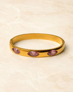 Stainless Steel Gold Oval Stone Cuff Bracelet