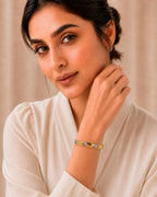 Stainless Steel Gold Oval Stone Cuff Bracelet