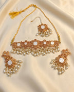 Floral Choker Set with Earrings & Tikka