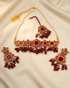 Floral Choker Set with Earrings & Tikka
