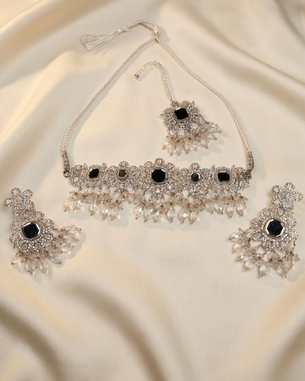 Floral Choker Set with Earrings & Tikka