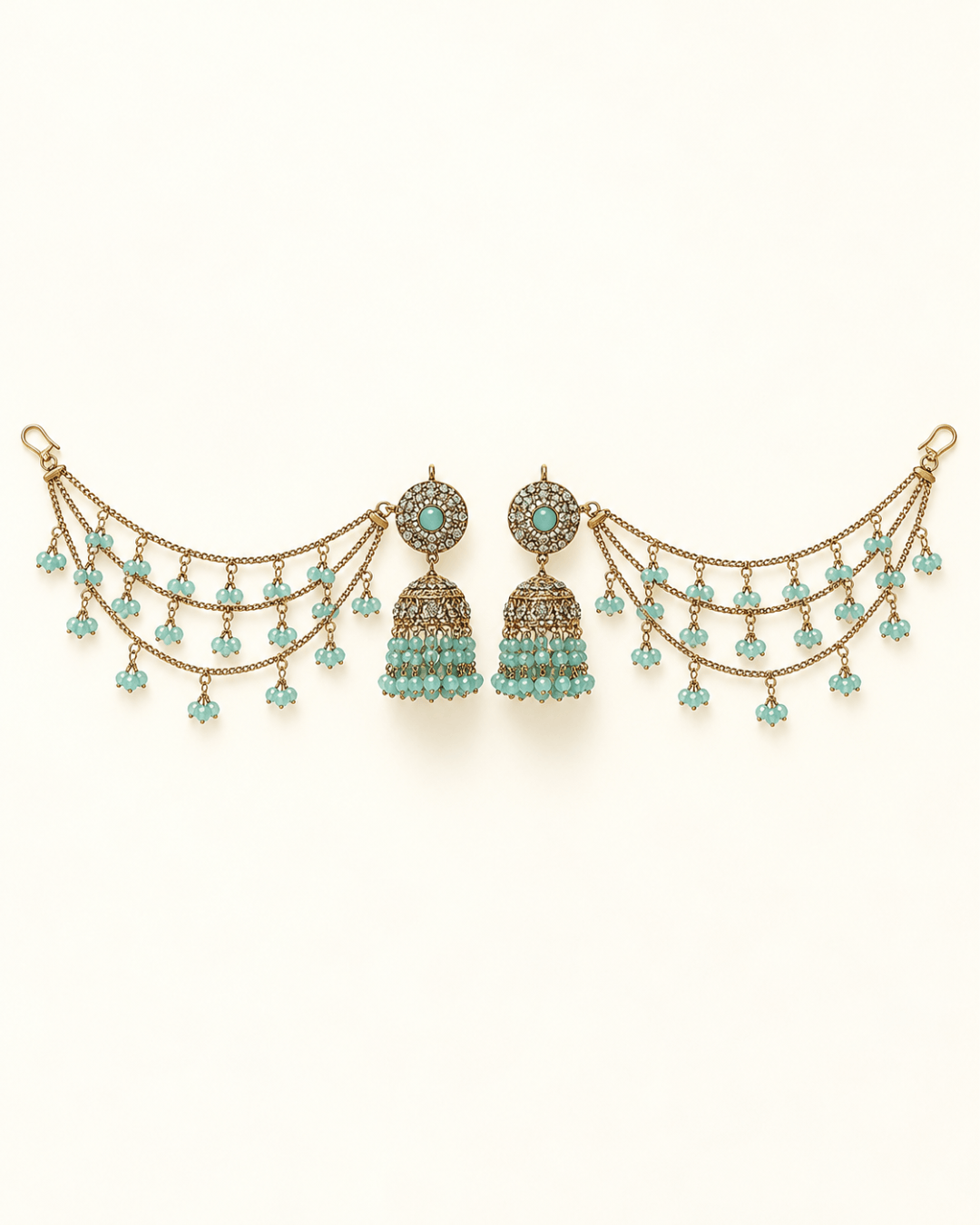 Sahara Jhumka Earrings with Layered Hair Chains