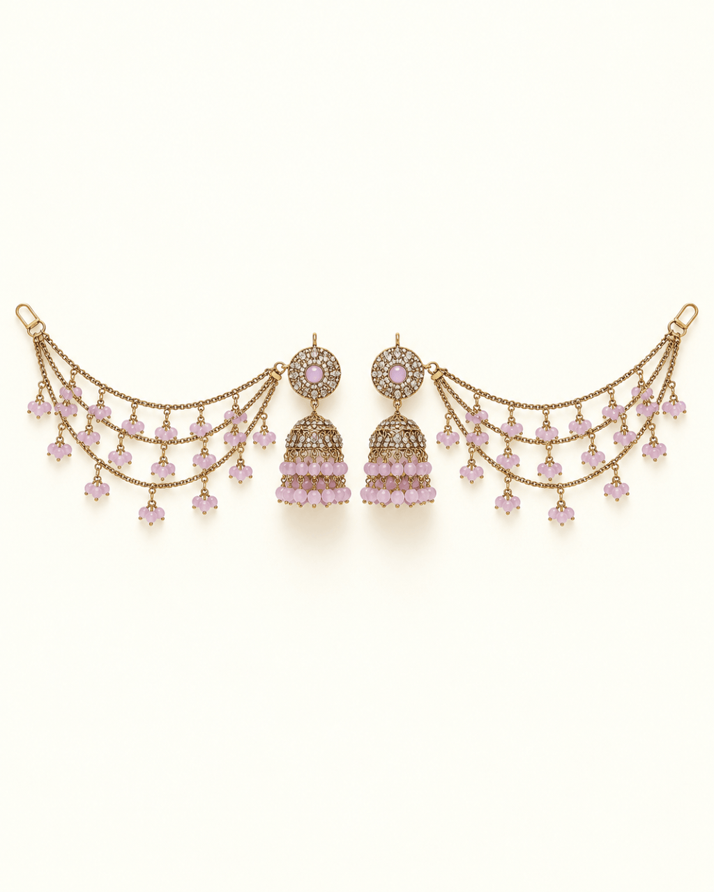 Sahara Jhumka Earrings with Layered Hair Chains
