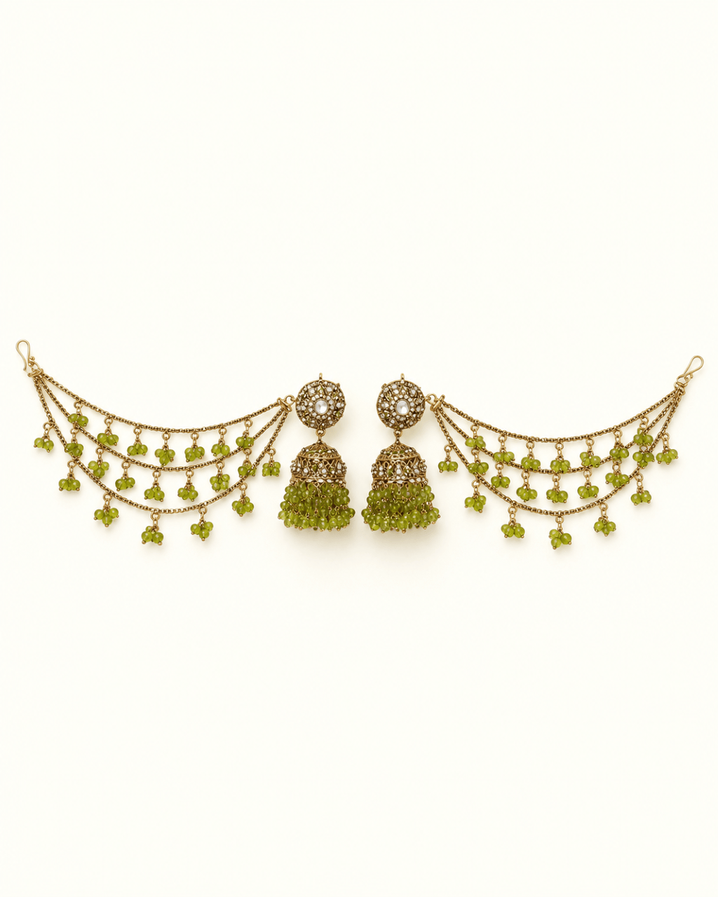 Sahara Jhumka Earrings with Layered Hair Chains