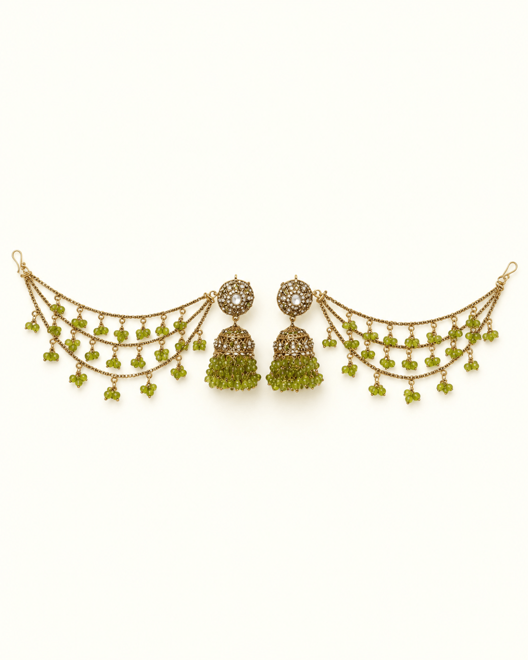 Sahara Jhumka Earrings with Layered Hair Chains