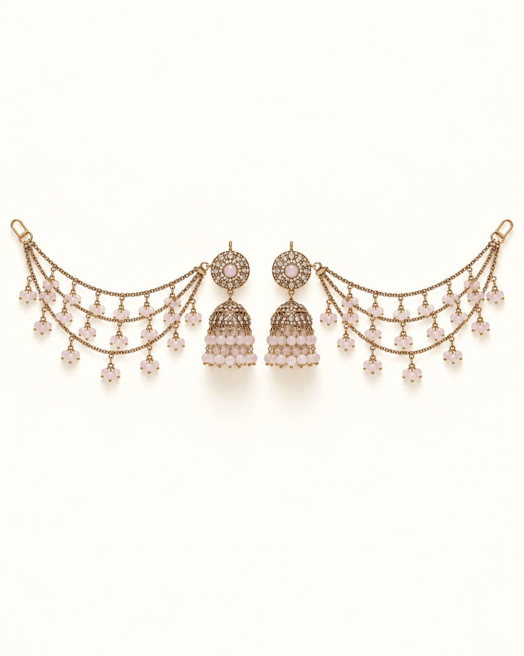 Sahara Jhumka Earrings with Layered Hair Chains