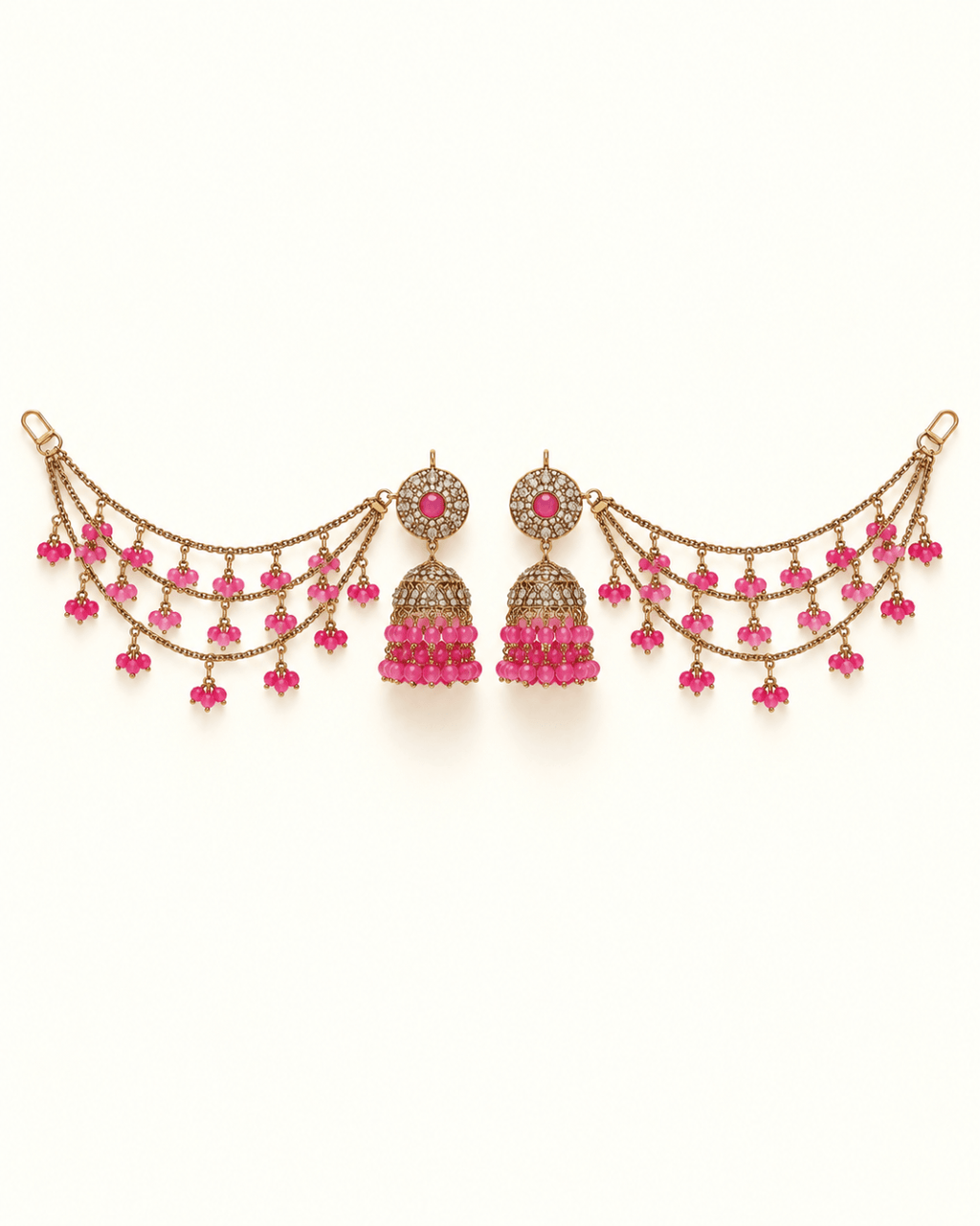 Sahara Jhumka Earrings with Layered Hair Chains