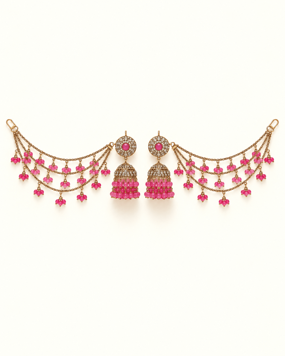 Sahara Jhumka Earrings with Layered Hair Chains
