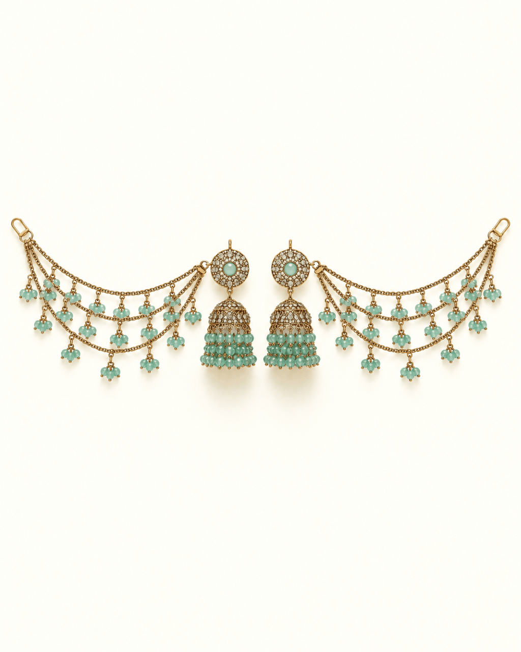 Sahara Jhumka Earrings with Layered Hair Chains