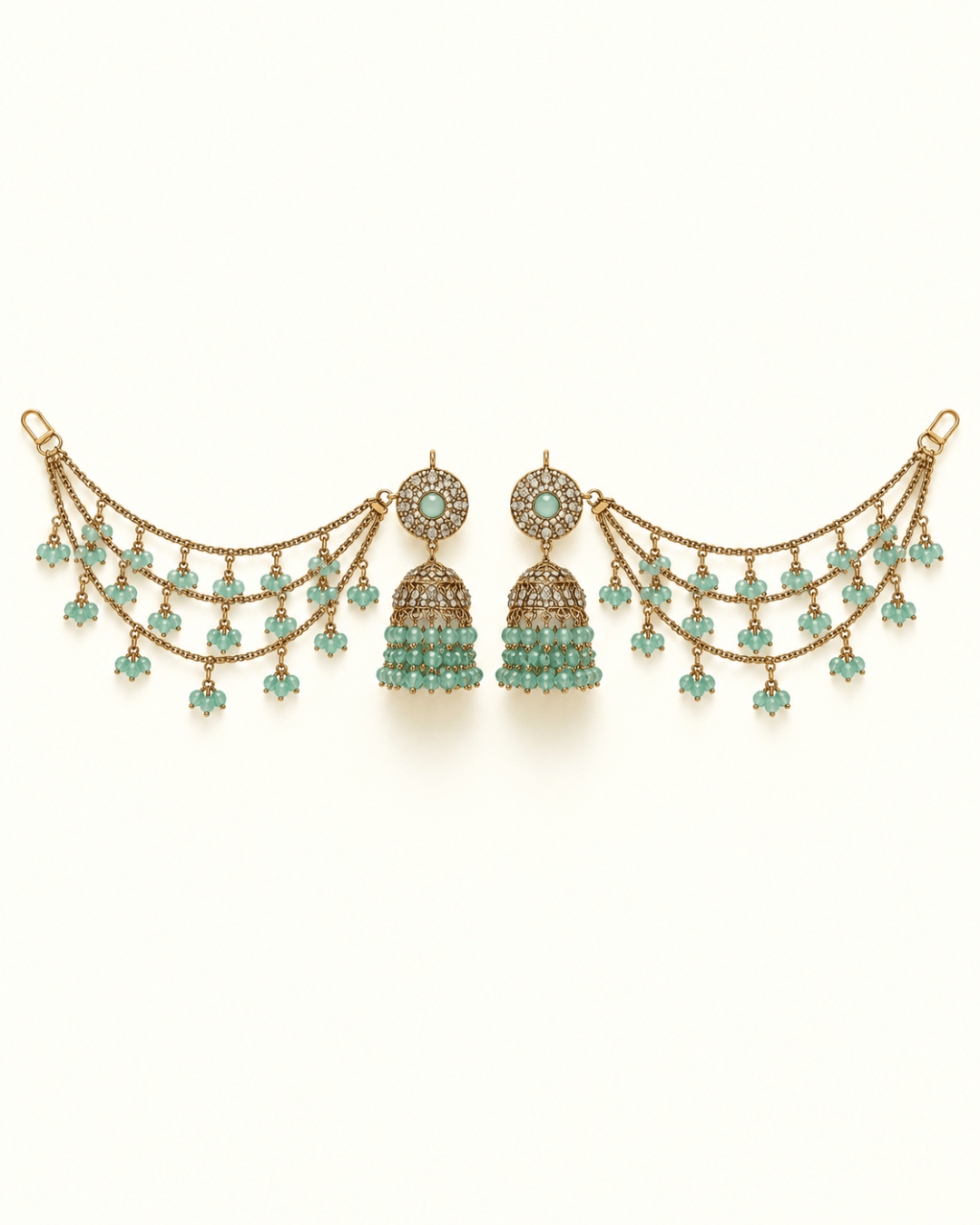 Sahara Jhumka Earrings with Layered Hair Chains