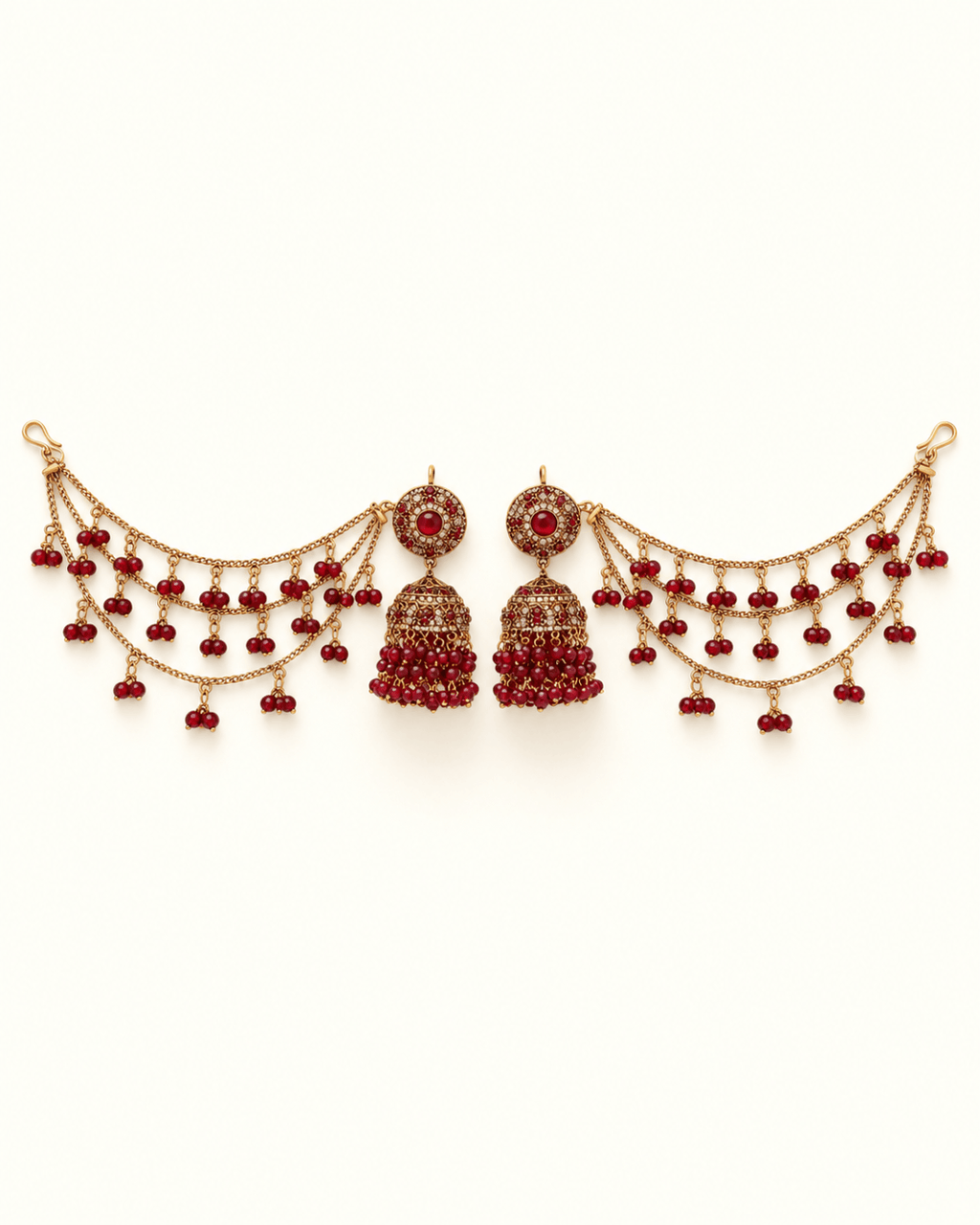 Sahara Jhumka Earrings with Layered Hair Chains
