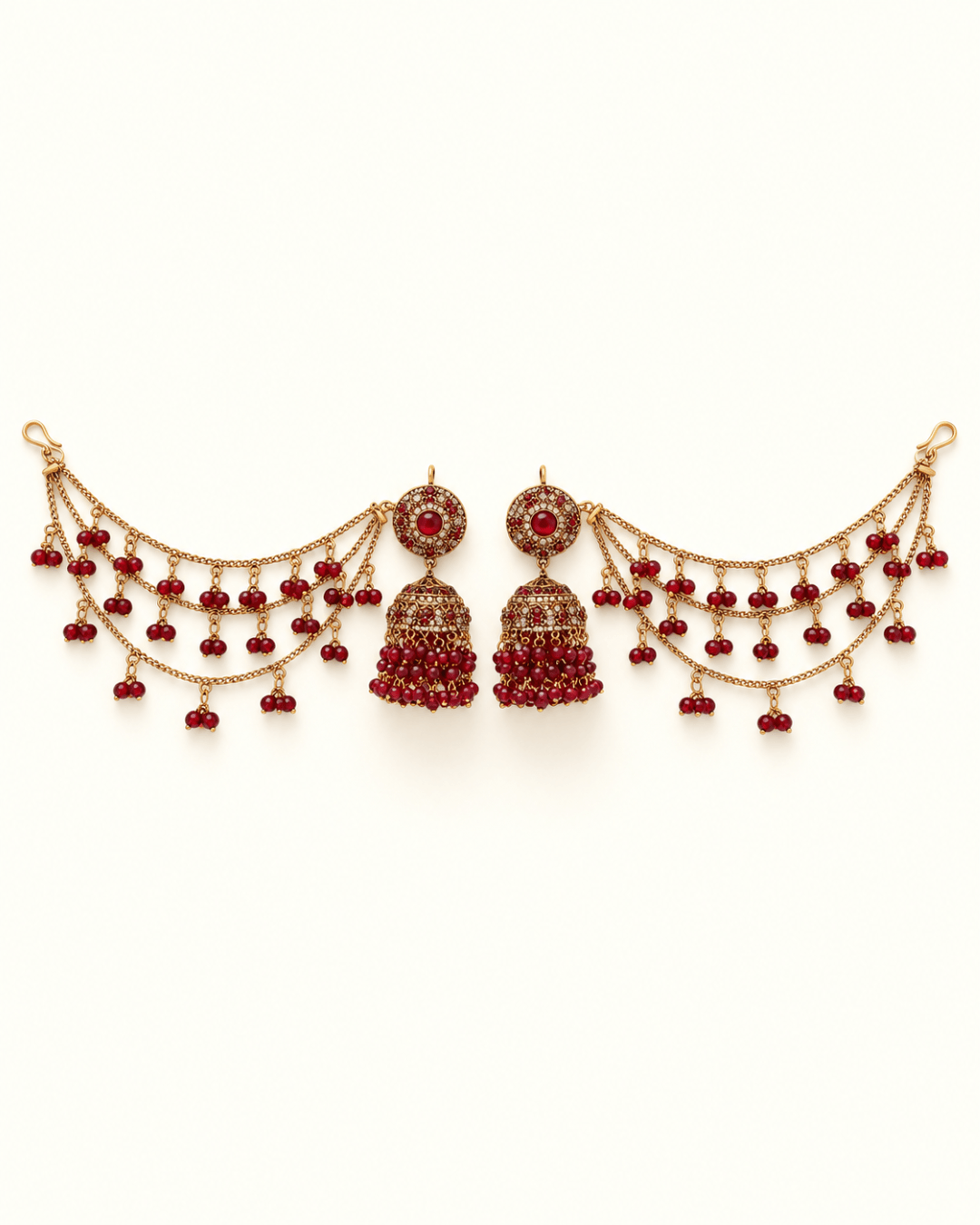 Sahara Jhumka Earrings with Layered Hair Chains