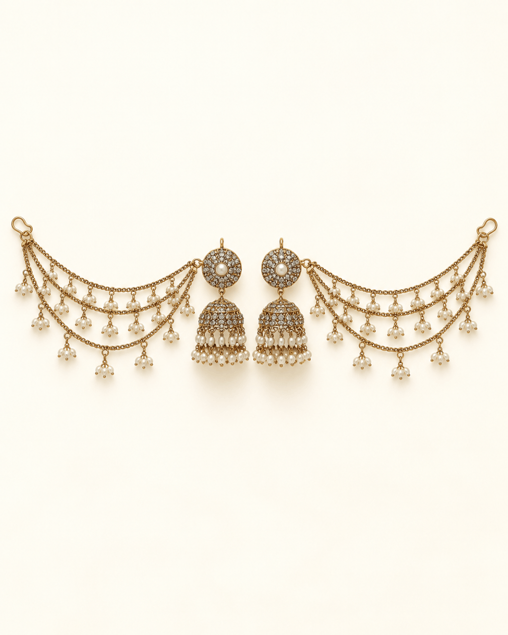 Sahara Jhumka Earrings with Layered Hair Chains